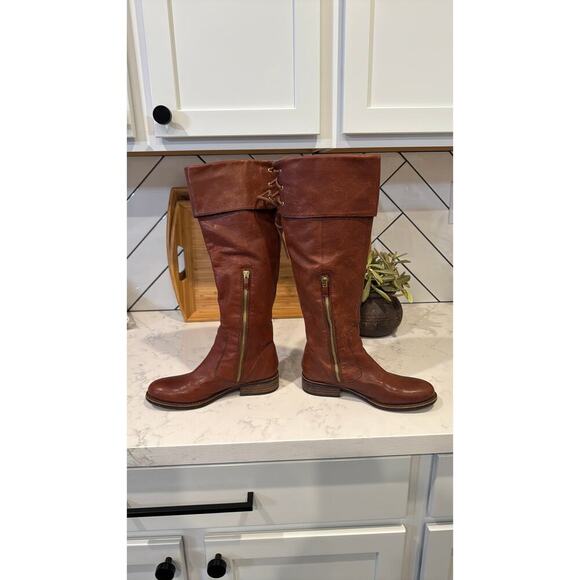 Vince Camuto Fays riding boot cognac brown leather over knee or below sz 7 - Picture 7 of 8